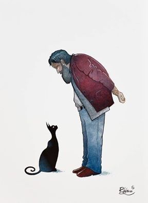  OLD MAN & BLACK CAT